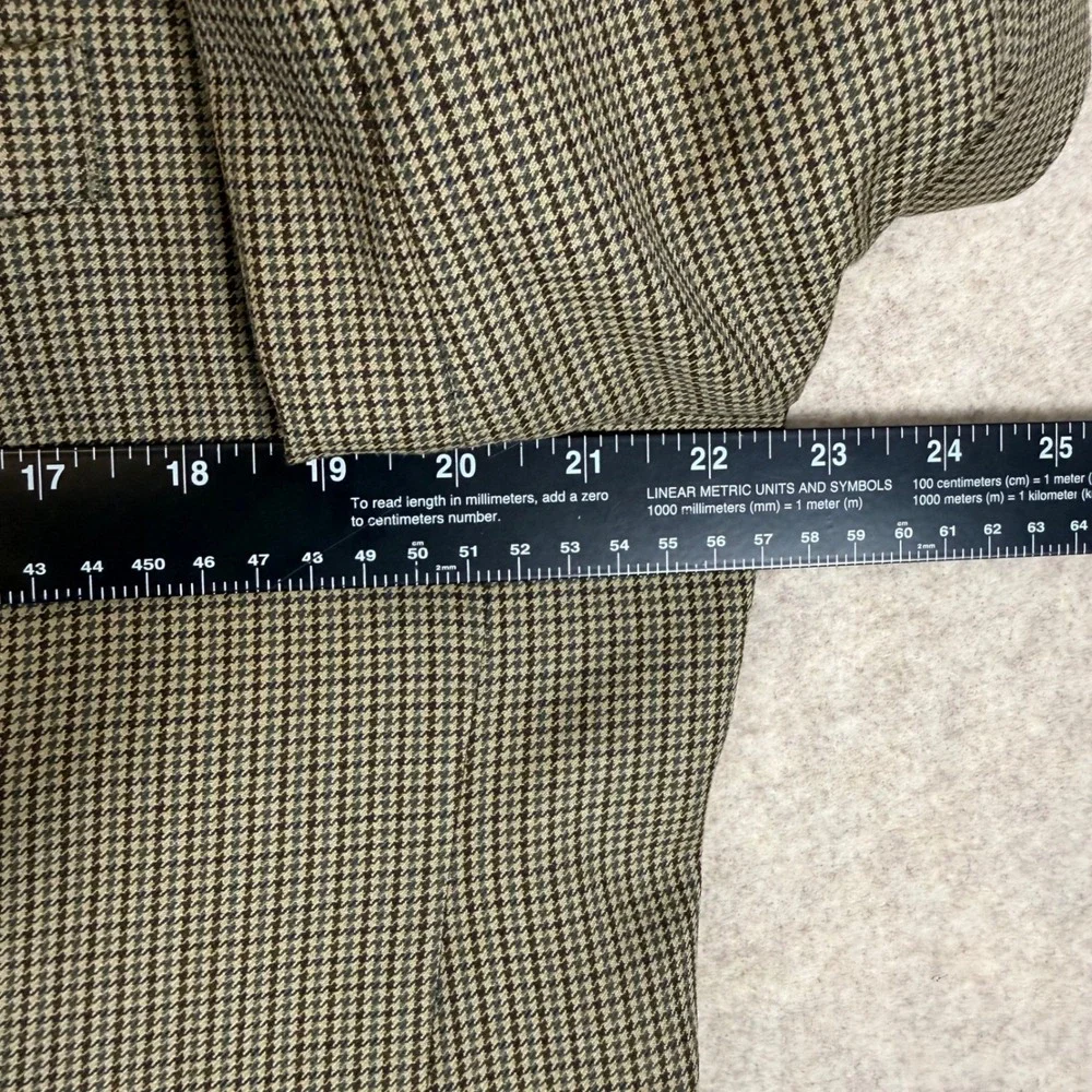 Stafford Blazer Sport Coat 44R Houndstooth Olive Tan Worsted Wool Blend RN8709
